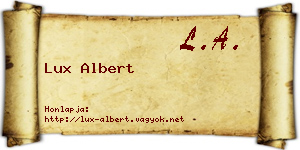 Lux Albert névjegykártya